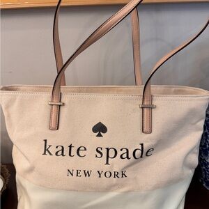 Kate Spade Cream Tote Bag with Leather Straps